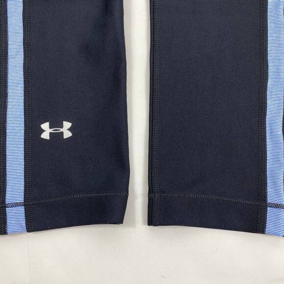Under Armour Heatgear Capri Leggings 18" Sport Black Blue Stripe Womens Sz XS - Picture 6 of 8